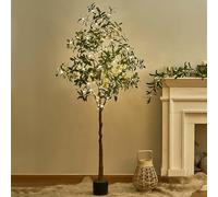 Hairui Lighted Olive Tree Plug in 6FT 300 Warm White LED Artificial Greenery Tree with Lights Wedding Holiday Home Christmas Party Decoration