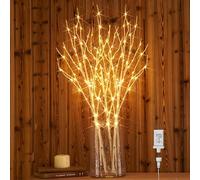 Hairui Lighted Twig Birch Branch with LED Lights 32in 150LED Plug in Waterproof for Home Christmas Holiday Indoor Use 3 Pack (Vase Excluded)