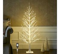 Hairui Lighted White Tree with 450 LED Fairy Lights 4FT, Alpine Tree with Lights Plug in for Indoor Winter Home Christmas Holiday Decoration