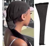Hairweave Sleeve for Locs,Hair Weave Sleeve for Locs with Drawstring,Fashionable Design - Haircare for Wig,Extra Long Wig Breathable Stretchy with Elastic for Bun Faux Hair,For Black Women (Black)