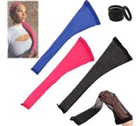 Hairweave Sleeve For Locs With Drawstring, Haircare, Hairweave Sleeve for Locs with Drawstring, Breathable Lightweight Long Hair Weave Dreadlock Cap Wig Cap with Elastic for Bun Faux Locs(Black+Blue+P