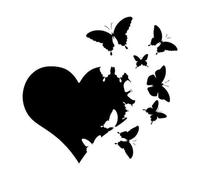 HaiRxr Personality Cool Heart With Butterflies Flying Away Car Sticker Decal Window Bumper Camper Caravan Motorhome Decor (Color : Black, Size : 15cm*15cm)