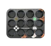 Hairy Bikers Bakeware, 12 Cup Muffin Tray, Non-Stick Coating, PFOA Free, Oven Safe, Dishwasher Safe, Freezer Safe, Black
