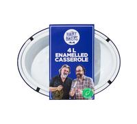 Hairy Bikers Enamelled Casserole Dish 4 Litre Pot With Lid White Blue Hairy Bikers White