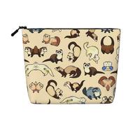 Hairy Fake Hemp Makeup Bag Single Layer Furry Ferret Print Zipper Cosmetic Bag Accessories for Women Black One Size Black One Size, Black/White, One Size