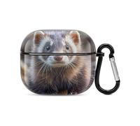 Hairy Ferret Bluetooth Earbuds Case Cover Full Body Shockproof Protection Hard Case Support Wireless Charging with Keychain Personalized Gift for AirPods 3