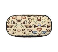 Hairy Ferret Cute Aesthetic Big Capacity Zipper Pencil Cases Pen,Portable Office Desk Organizer for Adults