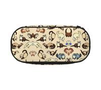 Hairy Ferret Cute Aesthetic Big Capacity Zipper Pencil Cases Pen,Portable Office Desk Organizer for Adults