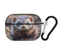 Hairy Ferret Earbuds Organizer Shockproof Protective Airpods Pro Cover with Carabiner Clip Anti Fall Carrying Earphone Case Cover for Airpods Pro 2nd Generation Black