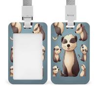 Hairy Ferret ID Badge Holder Waterproof Card Protector Push-Pull Slot Work ID Card Holder with Lanyard Personalized Detachable Card Holders for Office Corporate Use