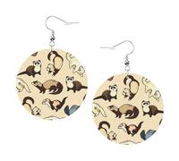 Hairy Ferret Leather Round Earrings Color Valentine'S Day Festival Activities Fashion Women'S