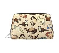 Hairy Ferret Leather Toiletry Organizer Bag, Travel-Friendly Makeup Pouch for Women