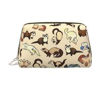 Hairy Ferret Leather Toiletry Organizer Bag, Travel-Friendly Makeup Pouch for Women