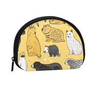 (Hairy Ferret) Mini Shell Pouch Compact Storage Bag Portable Cosmetic Bag Small Coin Purse With Zipper For Women, Black, One Size, Stylish