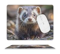 Hairy Ferret Mouse Pad Rectangle Premium-Textured Waterproof Leather Computer Mousepad, Stitched Edges Gaming Mouse Mat for Laptop, Home Office Decor Desk Accessories