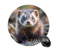 Hairy Ferret Mouse Pad Round Premium-Textured Waterproof Computer Mousepad, Stitched Edges Gaming Mouse Mat for Laptop, Home Office Decor Desk Accessories