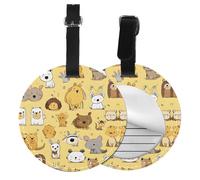 Hairy Ferret Print 1/2/4pcs Luggage Tags,Round Leather Travel Suitcase Labels with Privacy Name Address Card