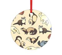 Hairy Ferret Print Acrylic Shaped Pendant Festive Decor for Christmas,Birthdays,New Year,Hanging Souvenir