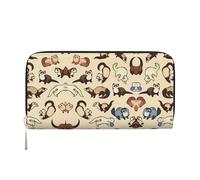Hairy Ferret Print Casual Clutch Purse Hand Wallet for Women Capacity Wallet Stylish Travel-Friendly, Black, One Size, Art