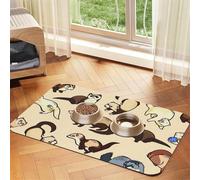 Hairy Ferret print Cats Pet Bowl Placemat Pet Feeding Mats for Dogs, Non-Slip PU Leather Tablecloth for Pets