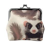 Hairy Ferret Print Fashion forward Women Coin Purse Cute Mini Zipper Wallet with Kiss Lock Waterproof