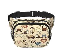 Hairy Ferret Print Fashion Waist Packs Square Layer Waist Bag Black Belt Bag with Adjustable Strap, Black, One Size
