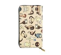 Hairy Ferret Print Leather Long Clutch Wallet – Fashionable Personalized Wallet, Multiple Card Slots, Gift Ready, Black, One Size