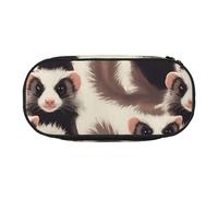 Hairy Ferret Print Lightness Portable Pencil Case Spacious Pen Bag School Supplies Makeup Storage