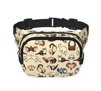 Hairy Ferret Print Men and Women Square Double Layer Waist Bag Workout Crossbody Travel Waist Bag, Black, One Size