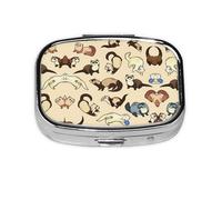 Hairy Ferret Print Pill Box, 2 Large Compartmensts to Moistureproof Portable Pill Box Organiser for Travel