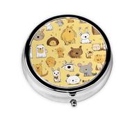 Hairy Ferret Print Pill Box, Round Pill Organizer, 3 Compartment Small Pill Case for Purse & Pocket, Portable Medicine Box, Travel Pill Case