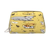 (Hairy Ferret) Print Pu Leather Makeup Bag with Zipper Pocket Compact Organizer for Travel/Purse