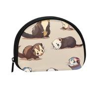 Hairy Ferret Printed Coin Purse for Women Cute Small Change Wallet Mini Coin Purses Pouch with Zipper