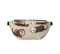 Hairy Ferret Printed Fanny Pack Waist Bag for Men Women, Adjustable Bumbags Hip Bum Bag Travel Crossbody Bags Sports Running Hiking Belt Bag