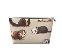 Hairy Ferret Printed Travel Cosmetic Bags with Silver Zipper Makeup Organizer Cosmetic Case Toiletry Bag for Women Mom Girls