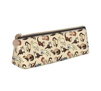 Hairy Ferret Printing Triangular Leather Pencil Case with Zipper Pen Pouchfor Boys Girls Pupil for Work and School