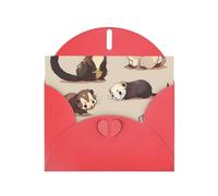 Hairy Ferret Prints Pearl Paper Horizontal Festival Greeting Card for Birthday Cards and All Occasions, Red