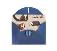 Hairy Ferret Prints Pearl Paper Horizontal Festival Greeting Card for Birthday Cards and All Occasions, Blue
