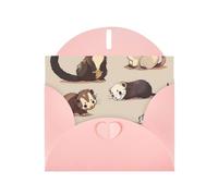 Hairy Ferret Prints Pearl Paper Horizontal Festival Greeting Card for Birthday Cards and All Occasions, Pink