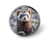 Hairy Ferret Round Badge Personalized Metal Lapel Pin Badges Fit Clothing Bags Hat Humorous Printed Brooch Badge Party Decorations Accessories for Men Women