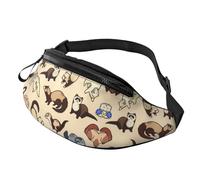 Hairy Ferret Waist Bag Bumbags for Men Women, Print Polyester Waist Pack for Travel Walking Sport with Adjustable Strap