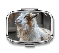 Hairy Goat Photos Travel Pill Organizer - Daily Pill Box to Hold Vitamins, Portable Pill Case Cod Liver Oil Storage Box with 2 Compartment for Pocket Purse