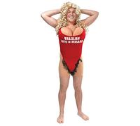 Mens Hairy Mary Costume Classic Red Beach Swim Wear Stag Funny Adult Fancy Dress