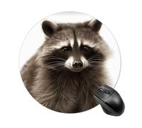 Hairy Raccoon Mouse Pad Round Premium-Textured Waterproof Computer Mousepad, Stitched Edges Gaming Mouse Mat for Laptop, Home Office Decor Desk Accessories
