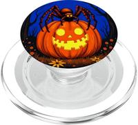 Hairy Spider And Pumpkin Jack o lantern Cut-Out 2 PopSockets PopGrip for MagSafe
