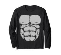 Hairy with Muscles Gorilla Ape Chest Big Monkey Graphic Long Sleeve T-Shirt