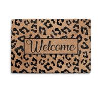 Hairyworm Leopard Print Doormat (40cm x 60cm) Small, Welcome Front Door Mat, Coconut Core Fibre Heavy Duty Mat, Rug, Indoor Natural Coir Mat, Regular