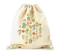 Hairyworm Personalised Bag Customised with Initial/Name/Text, Orange Flowers Heart Design Print, Backpack with Drawstring Top, PE Bag, Gym Bag, Gift Bag, Floral Bag, Size: (44cm x 36.4cm)