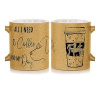 Hairyworm Personalised Belgian Milk Hot Chocolate Stirrer Marshmallow, Customised with Name, Ceramic 11oz Gold, Silver, Blue, Pink Glitter Mug with All I Need is Coffee and My Dog, Dog Mug