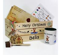 Hairyworm Personalised Christmas Eve Box Crate, Star, Santa Reindeer Wooden Gift Box, Gift Set For One Includes Mug & Bauble with Name, Hot Chocolate Stirrer, Candy Cane, Santa Letter, Reindeer Food